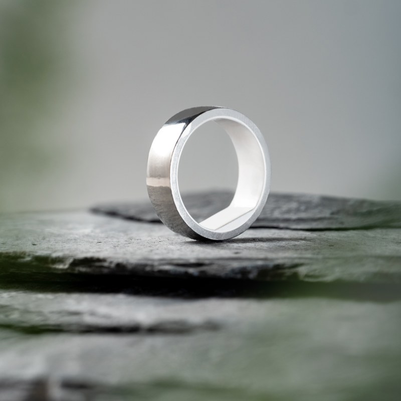 The Pulse ring, silver, on slate